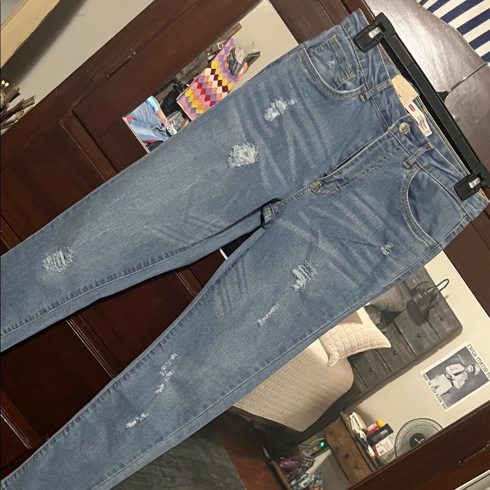 Levi's Blue Distressed Skinny Jeans